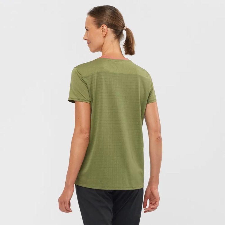 Salomon Outline Summer Short Sleeve Women's T-Shirts Olive | CA 31F79